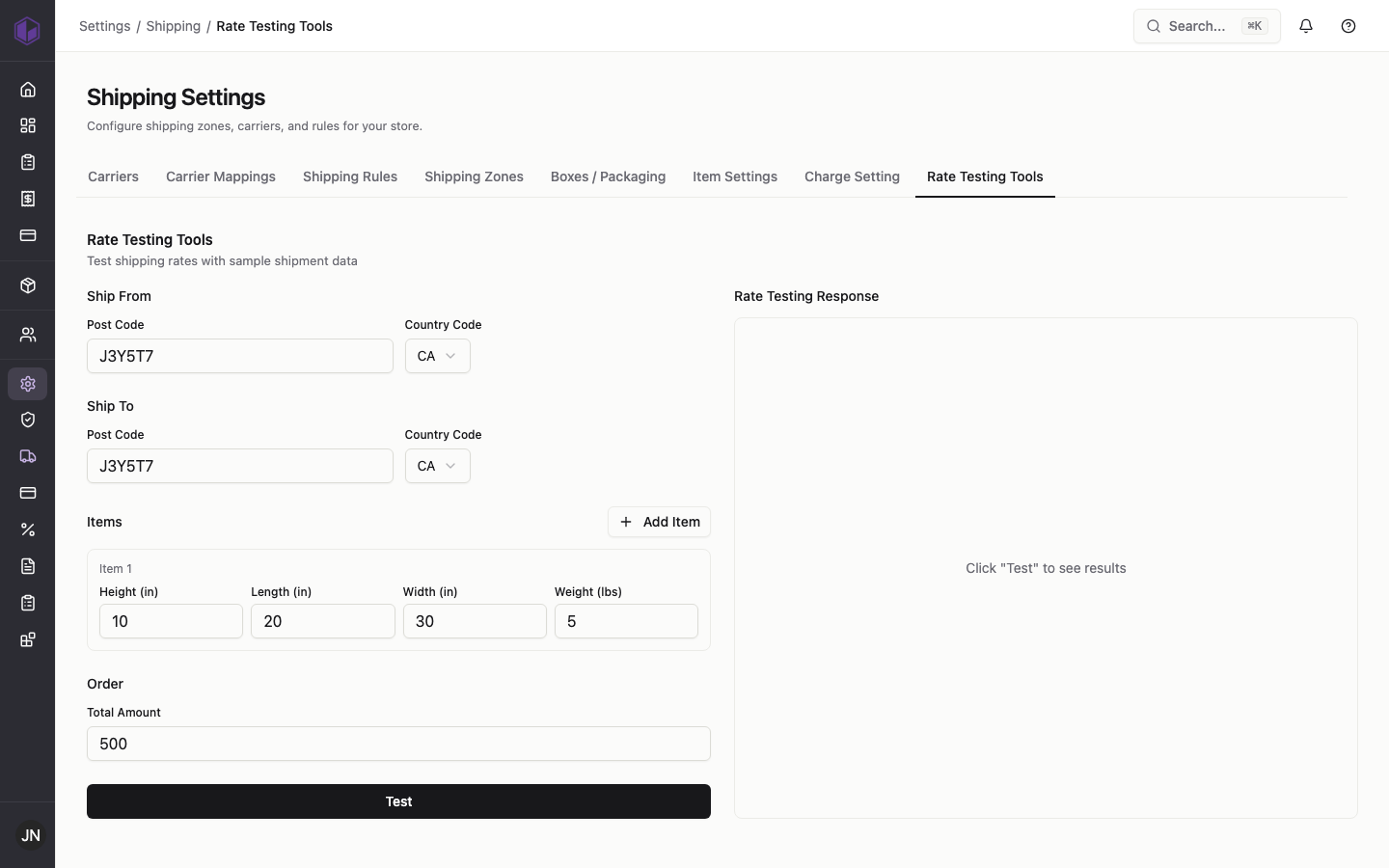 The rate testing tool
