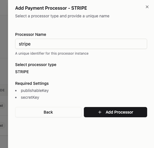 Naming a processor and its required settings